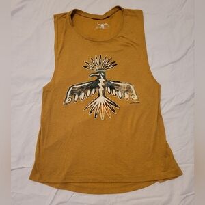 Benita Ceceille Western Thunderbird Tank Top Women's S M Mustard Yellow